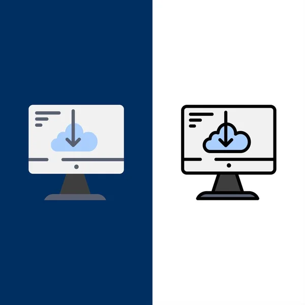 Nube, Descargar, Controlador, Instalar, Iconos de instalación. Piso y — Archivo Imágenes Vectoriales