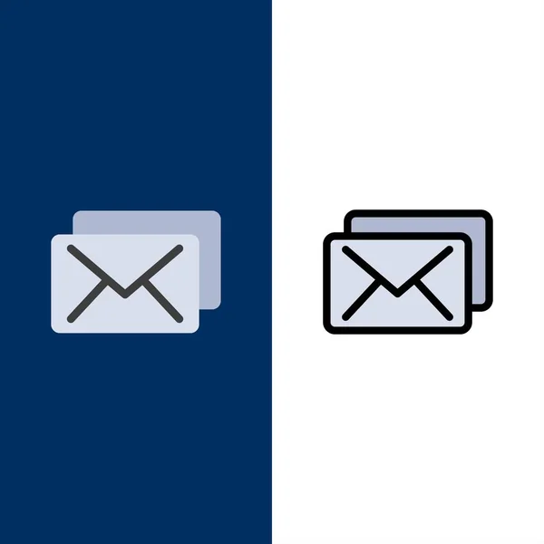 Business, mail, bericht iconen. Plat en lijn gevuld pictogram instellen ve — Stockvector