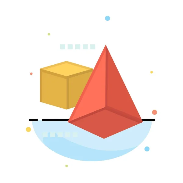 3dmodel, 3D, doos, driehoek abstract platte kleur icon template — Stockvector
