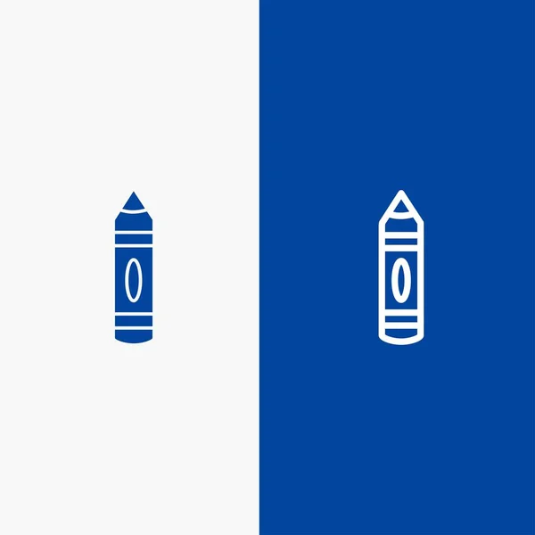 Desenho, Educação, Lápis, Linha de esboço e Glifo Ícone sólido Blu — Vetor de Stock