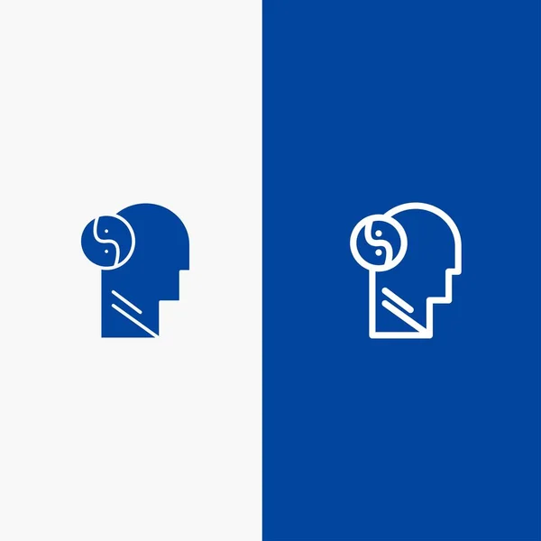 Sag, Brian, Head, Mind Line and Glyph Fed icon Blue Banner Lin — стоковый вектор