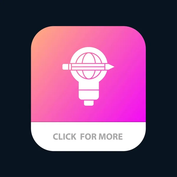 Succès, Stylo, Globe, Ampoule, Bouton d'application mobile léger. Android et — Image vectorielle