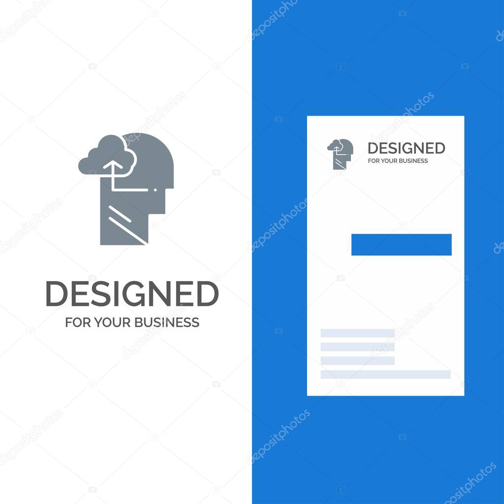 Experience, Gain, Mind, Head Grey Logo Design and Business Card 