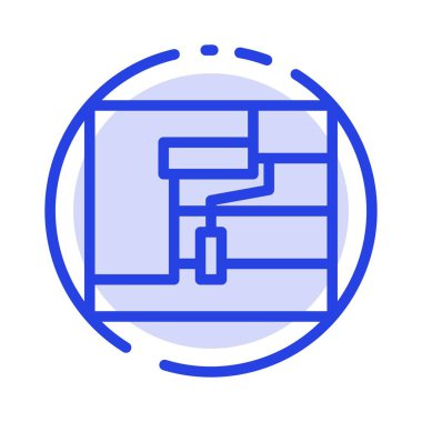 İnşaat, Boyama, Rulo, Takım Mavisi Noktalı Çizgi Simgesi