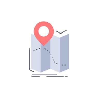 gps, yer, harita, navigasyon, rota Düz Renk Simge Vektör