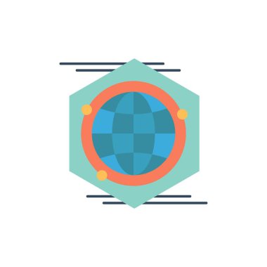 Küre, Çokgen, Boşluk, Fikir Düz Renk Simgesi. Vektör simgesi afiş