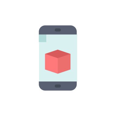 Mobil, Hücre, Kutu, Teknoloji Düz Renk Simgesi. Vektör simgesi bann