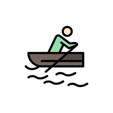 Tekne, Kürek, Eğitim, Su Düz Renk Simgesi. Vektör simgesi bann