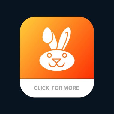 Bunny, Paskalya, Tavşan Mobil Uygulama Düğmesi. Android ve Ios Glyph V