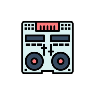 Cd, Konsol, Güverte, Mikser, Müzik Düz Renk Simgesi. Vektör simgesi ba
