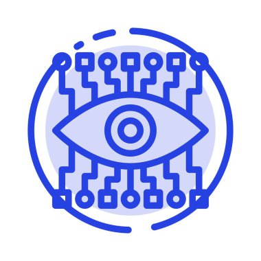 Göz, Saat, İnşaat Mavi Noktalı Çizgi Hattı Simgesi