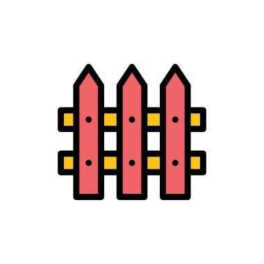 İnşaat, Çit, Bahçe Düz Renk Simgesi. Vektör simgesi afiş