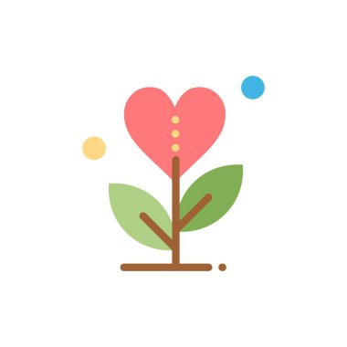 Şükran, büyümek, büyüme, kalp, aşk düz renk simgesi. Vektör ic