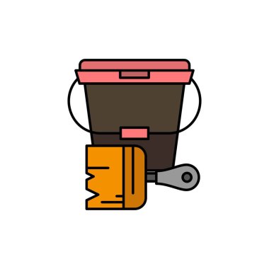 Boya, Kova, Renk, Fırça Düz Renk Simgesi. Vektör simgesi afiş