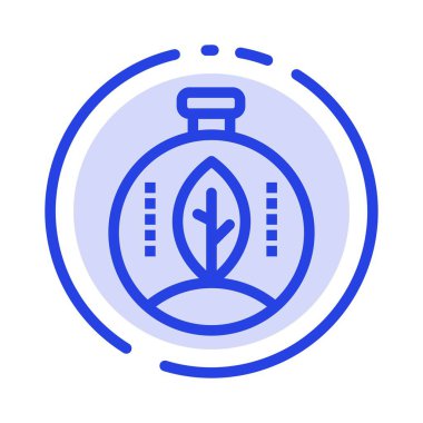 Yeşil, Yenilik, Enerji, Güç Mavi Noktalı Çizgi Simgesi