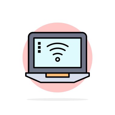 Laptop, Bilgisayar, Sinyal, Wifi Soyut Daire Arka Plan Düz c