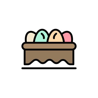 Sepet, Paskalya, Yumurta Düz Renk Simgesi. Vektör simgesi afiş Templat