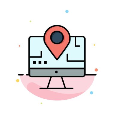 Bilgisayar, Harita, Konum, Eğitim Soyut Düz Renk Simgesi Temp