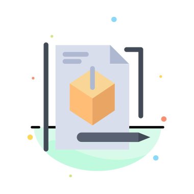 Dosya, Kutu, Kalem, Teknoloji Soyut Düz Renk Simgesi Şablonu