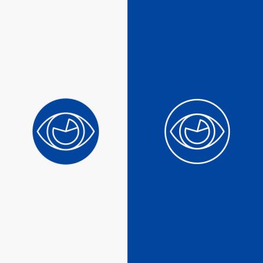 Vizyon, Göz, Görünüm, Gerçeklik, Çizgi Bak ve Glyph Solid simgesi Mavi 