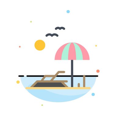 Plaj, Palmiye, Ağaç, Bahar Soyut Düz Renk Simgesi Şablon