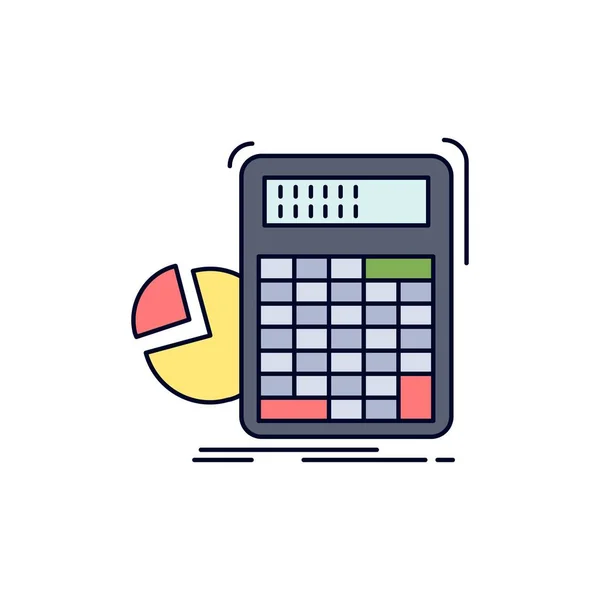 Calculator, berekening, wiskunde, vooruitgang, grafiek platte kleur pictogram V — Stockvector