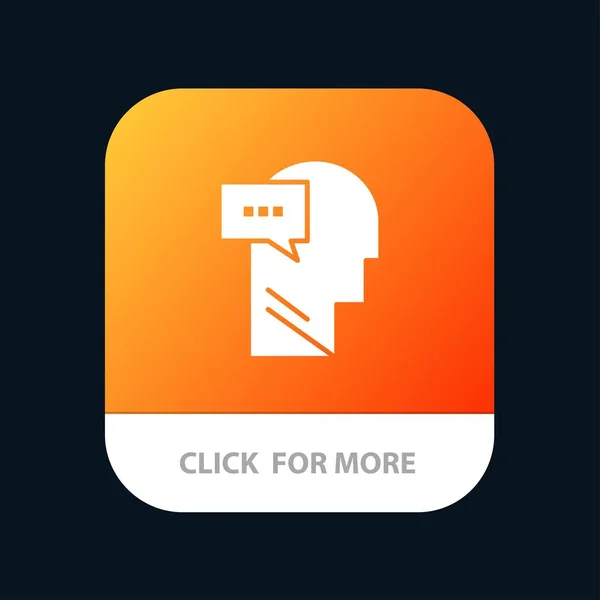 Mente, Diálogo, Interior, Botón principal de la aplicación móvil. Android e IOS Gly — Vector de stock