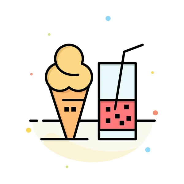 Bebida, Sorvete, Verão, Juice Abstract Flat Color Icon Templat —  Vetores de Stock