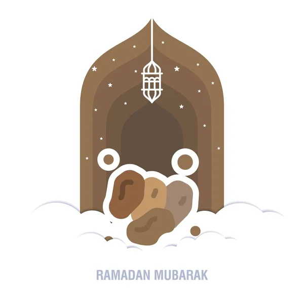 Ramadã Kareem projeto islâmico lua crescente e mesquita cúpula silh — Vetor de Stock