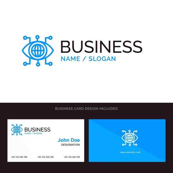 Данные, менеджер, технологии, логотип Vision Blue Business и бизнес — стоковый вектор