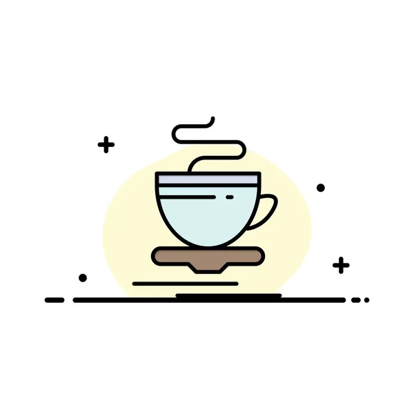 Tee, Tasse, heiß, Logo-Vorlage für Hotelunternehmen. flache Farbe — Stockvektor