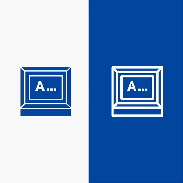 Scherm, typen, tekst, monitor lijn en glyph Solid icon blauw verbod — Stockvector