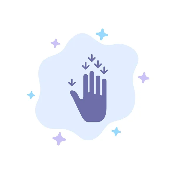 Χειρονομία, χέρι, βέλος, κάτω μπλε εικονίδιο για αφηρημένη σύννεφο backgroun — Διανυσματικό Αρχείο