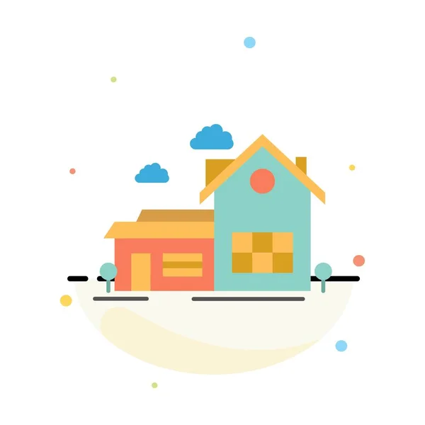 住宅,住宅,空间,别墅,农舍抽象扁平色彩图标Te — 图库矢量图片