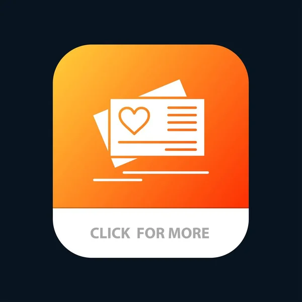 Carte, Amour, Coeur, Bouton d'application mobile de mariage. Android et IOS Gl — Image vectorielle
