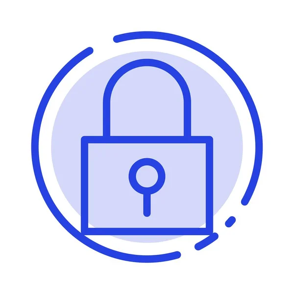 Schloss, Passwort, Passwortschloss, sicheres Passwort blau gepunktete Linie — Stockvektor