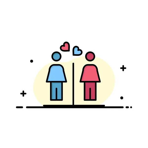 Love, Couple, Washroom, Signs  Business Flat Line Filled Icon Ve — Stock Vector