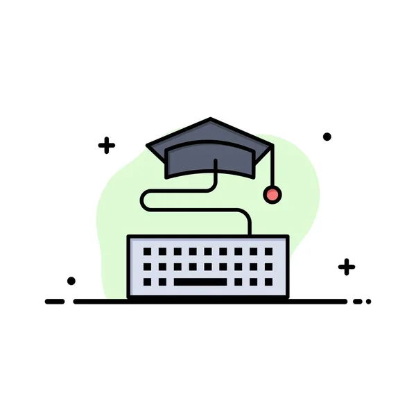 Clé, clavier, éducation, modèle de logo d'entreprise de graduation. Fla — Image vectorielle