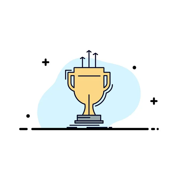 Premio, competitivo, taza, borde, premio Vector de icono de color plano — Vector de stock