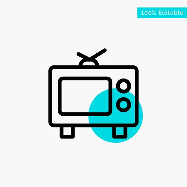 TV, Televisi, Media Turquoise sorot lingkaran titik Vektor ic - Stok Vektor