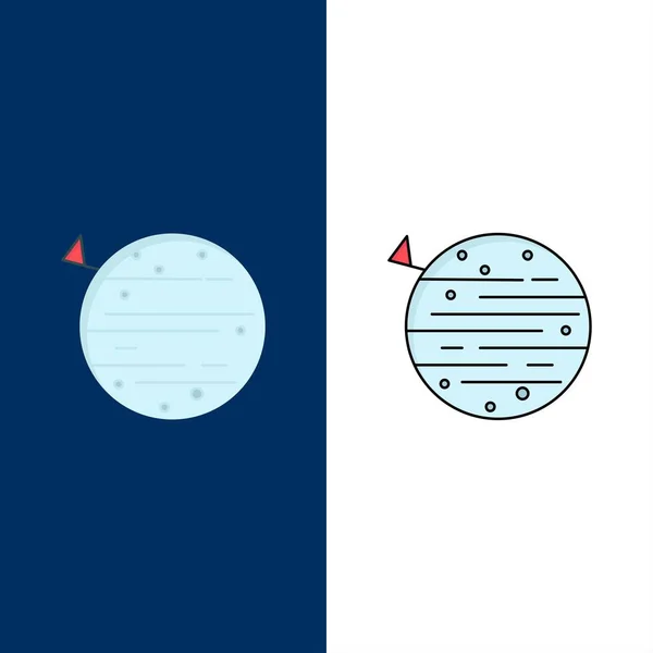 Luna, pianeta, spazio, quadrato, terra Flat Color Icon Vector — Vettoriale Stock