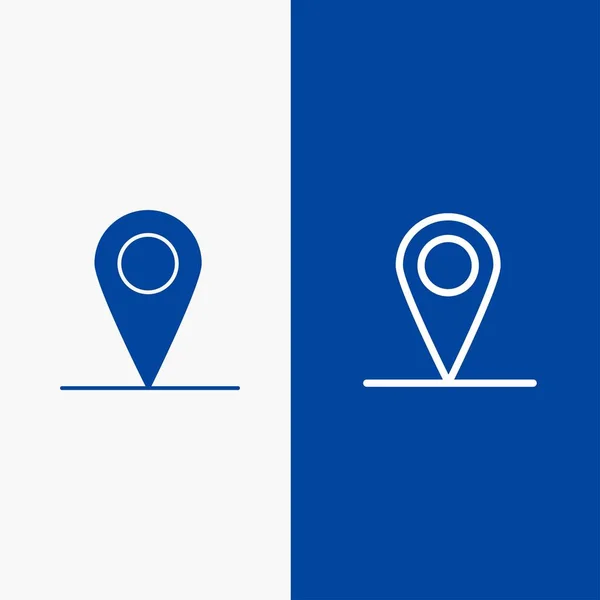 Locatie, kaart, Interface lijn en glyph Solid icon blauwe banner L — Stockvector