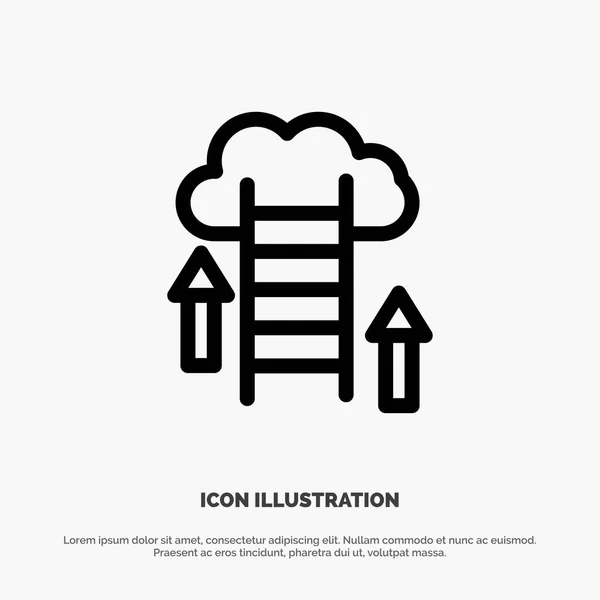 Wolk, downloaden, uploaden, gegevens, Server lijn pictogram vector — Stockvector