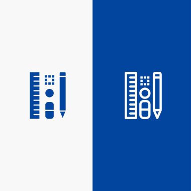 Kalem, Kalem, Ölçek, Eğitim Hattı ve Glyph Solid simgesi Mavi yasak