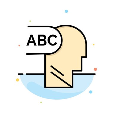 İlköğretim, bilgi, baş soyut düz renk simge şablonu