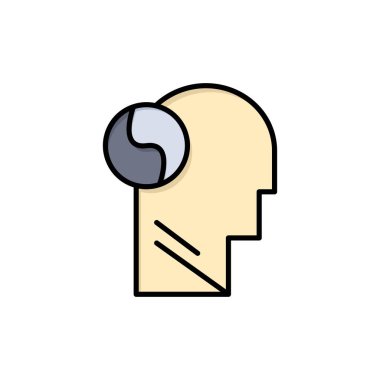 Sag, Brian, Kafa, Zihin Düz Renk Simgesi. Vektör simgesi afiş Temp