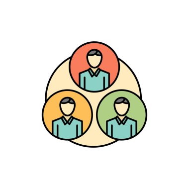 Personel, Çete, Klon, Daire Düz Renk Simgesi. Vektör simgesi afiş 