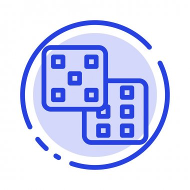 Zar, Oyun, Olasılık Mavi Noktalı Çizgi Simgesi