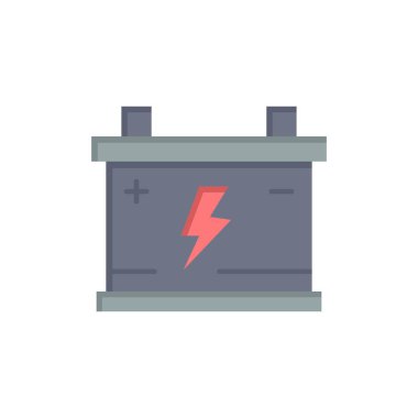 Akümülatör, Akü, Güç, Araba Düz Renk Simgesi. Vektör simgesi afiş Şablonu