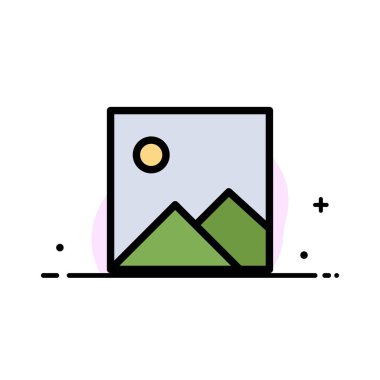 Twitter, Resim, Resim İş Düz Çizgi Dolu Simge Vektör B